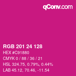 颜色代码: RGB 201 24 128 | qconv.com