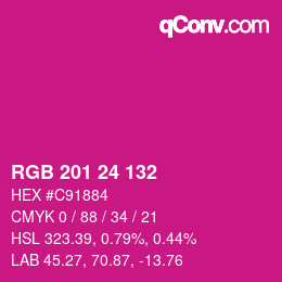 カラーコード: RGB 201 24 132 | qconv.com