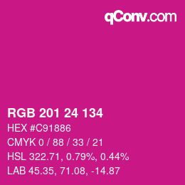 Color code: RGB 201 24 134 | qconv.com
