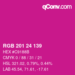 Color code: RGB 201 24 139 | qconv.com