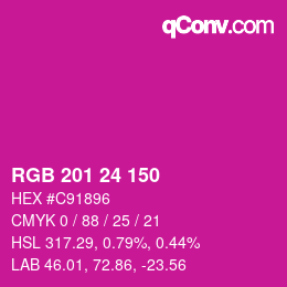 カラーコード: RGB 201 24 150 | qconv.com