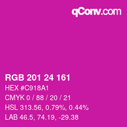 カラーコード: RGB 201 24 161 | qconv.com