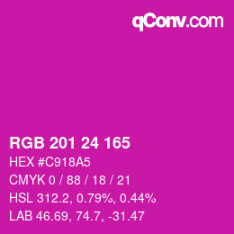 Color code: RGB 201 24 165 | qconv.com