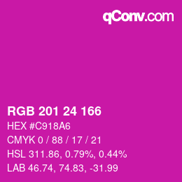 Color code: RGB 201 24 166 | qconv.com