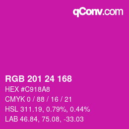 カラーコード: RGB 201 24 168 | qconv.com
