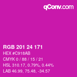 カラーコード: RGB 201 24 171 | qconv.com