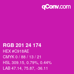 Farbcode: RGB 201 24 174 | qconv.com