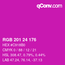 Color code: RGB 201 24 176 | qconv.com