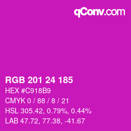 Color code: RGB 201 24 185 | qconv.com