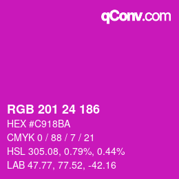 Color code: RGB 201 24 186 | qconv.com