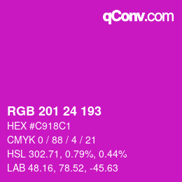 カラーコード: RGB 201 24 193 | qconv.com