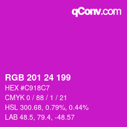 颜色代码: RGB 201 24 199 | qconv.com