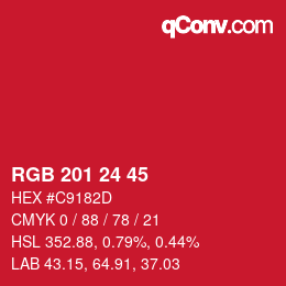 Color code: RGB 201 24 45 | qconv.com