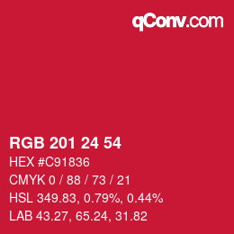 カラーコード: RGB 201 24 54 | qconv.com