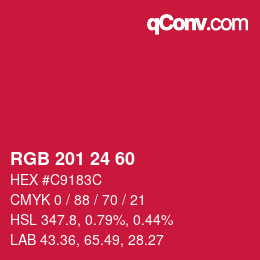 カラーコード: RGB 201 24 60 | qconv.com