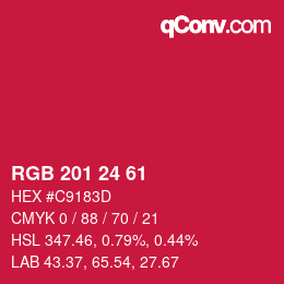 カラーコード: RGB 201 24 61 | qconv.com