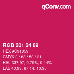 カラーコード: RGB 201 24 89 | qconv.com