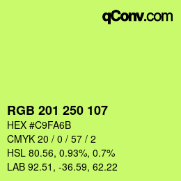 Color code: RGB 201 250 107 | qconv.com