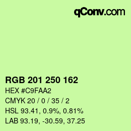 カラーコード: RGB 201 250 162 | qconv.com