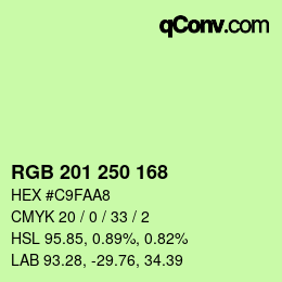 Color code: RGB 201 250 168 | qconv.com