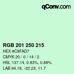 颜色代码: RGB 201 250 215 | qconv.com