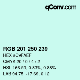 カラーコード: RGB 201 250 239 | qconv.com