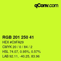 Color code: RGB 201 250 41 | qconv.com