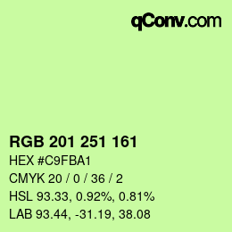 Color code: RGB 201 251 161 | qconv.com