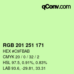 カラーコード: RGB 201 251 171 | qconv.com