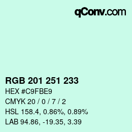 カラーコード: RGB 201 251 233 | qconv.com