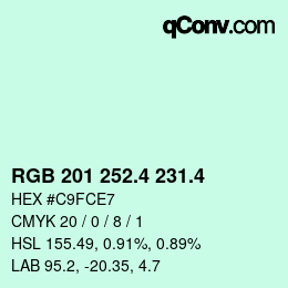 カラーコード: RGB 201 252.4 231.4 | qconv.com