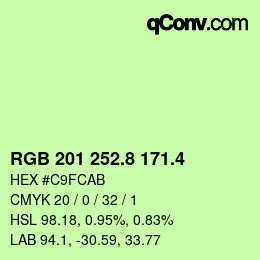 カラーコード: RGB 201 252.8 171.4 | qconv.com