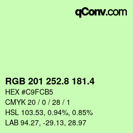カラーコード: RGB 201 252.8 181.4 | qconv.com