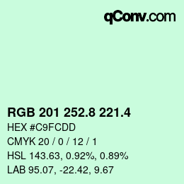 カラーコード: RGB 201 252.8 221.4 | qconv.com