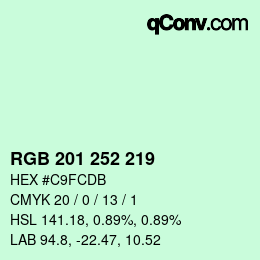 Farbcode: RGB 201 252 219 | qconv.com
