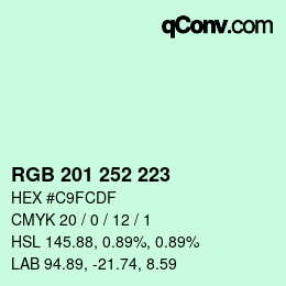 Color code: RGB 201 252 223 | qconv.com