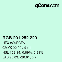 Color code: RGB 201 252 229 | qconv.com