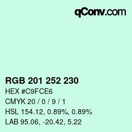Color code: RGB 201 252 230 | qconv.com