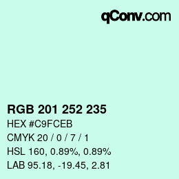 Color code: RGB 201 252 235 | qconv.com