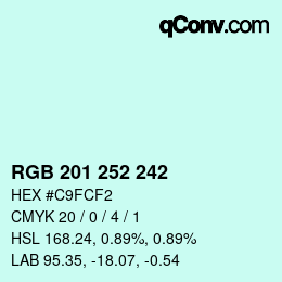 Color code: RGB 201 252 242 | qconv.com