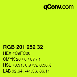 カラーコード: RGB 201 252 32 | qconv.com