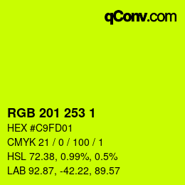 Color code: RGB 201 253 1 | qconv.com