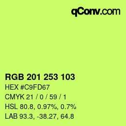 カラーコード: RGB 201 253 103 | qconv.com