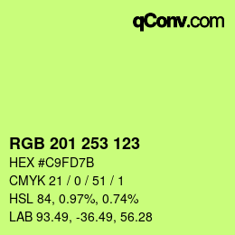 カラーコード: RGB 201 253 123 | qconv.com