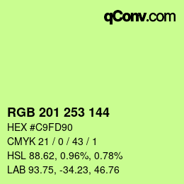 カラーコード: RGB 201 253 144 | qconv.com