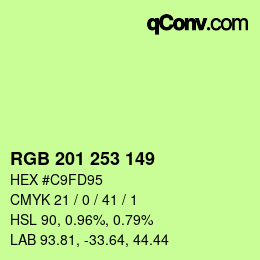 カラーコード: RGB 201 253 149 | qconv.com