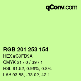 カラーコード: RGB 201 253 154 | qconv.com
