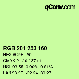 Color code: RGB 201 253 160 | qconv.com