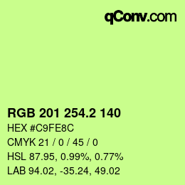 カラーコード: RGB 201 254.2 140 | qconv.com