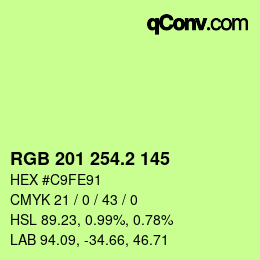 カラーコード: RGB 201 254.2 145 | qconv.com